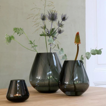 Zwarte of taupe glazen vaas en windlicht in vier afmetingen
